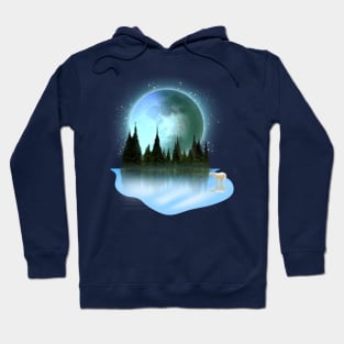 Full cold moon on december with frozen lake Hoodie